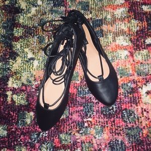 NWOT double ankle tie ballet flats